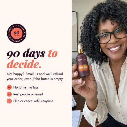 90 days to decide: full refund, even if the bottle is empty